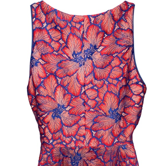 NWT Antonio Melani Pammy Dress Red Blue‎ Floral Lace Size 4 Sleeveless Midi - Picture 9 of 15